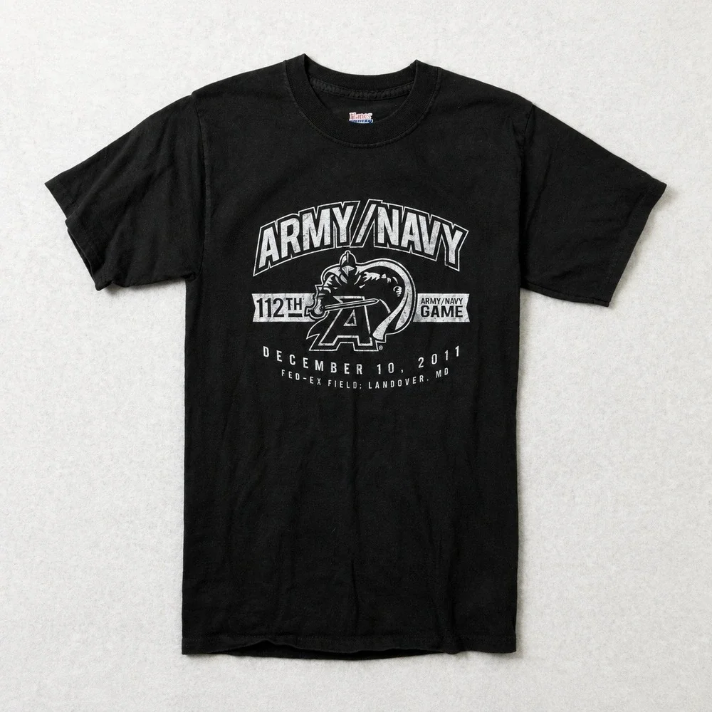 2011 Army Navy Game T-Shirt Hanes Beefy-T Men's S Black Double Sided NCAA